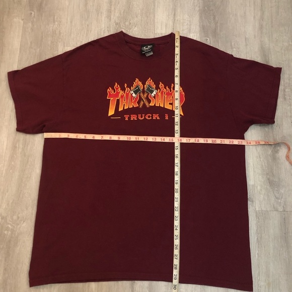 THRASHER SKATEBOARD MAGAZINE MENS T-SHIRT LARGE TRUCK LOGO MAROON - Picture 4 of 4